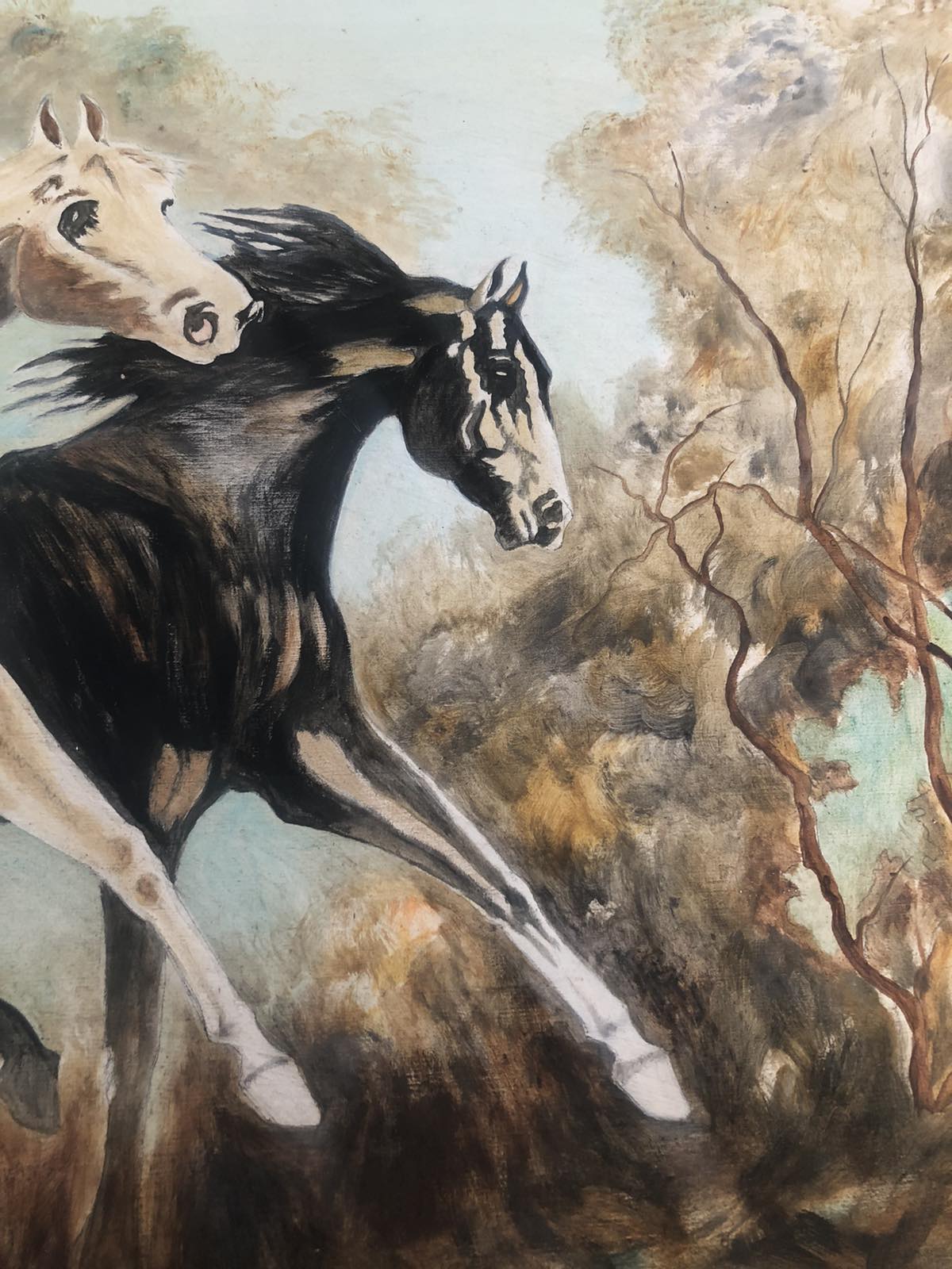 Original painting on board horses
