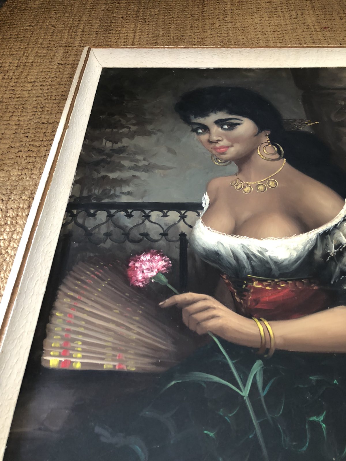 Vintage lady original oil painting gypsy