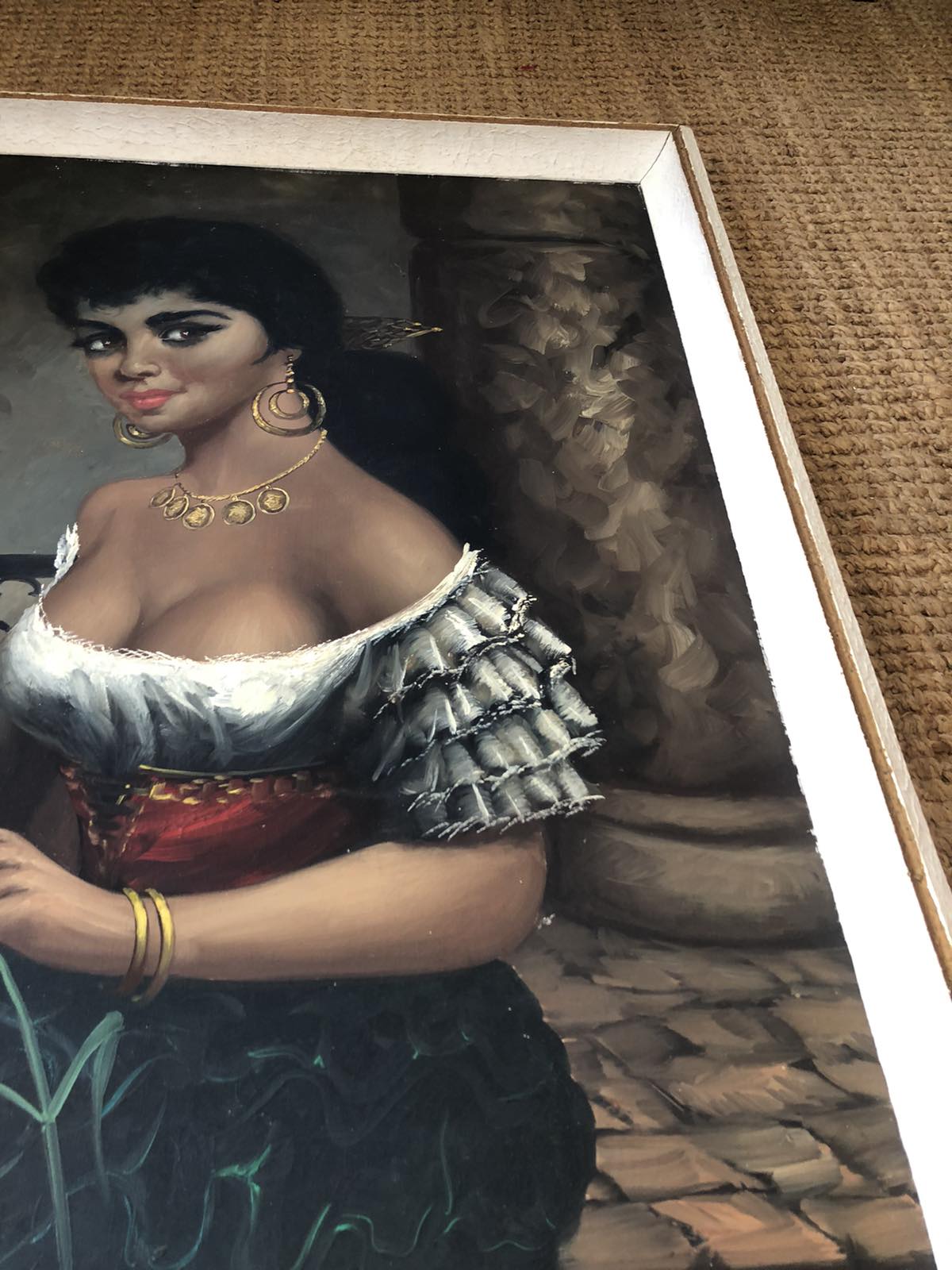 Vintage lady original oil painting gypsy