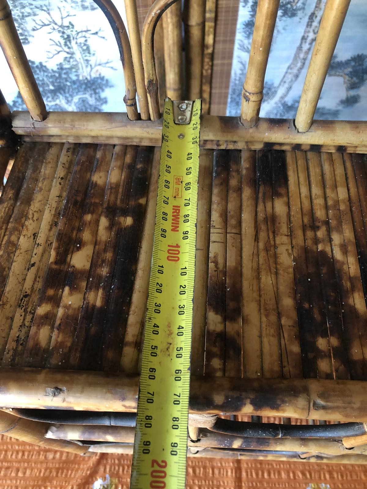 Vintage tiger cane wine rack shelf
