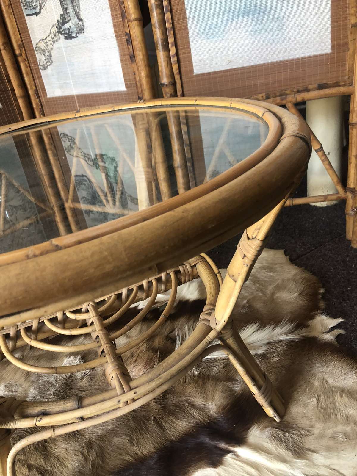Vintage cane side table