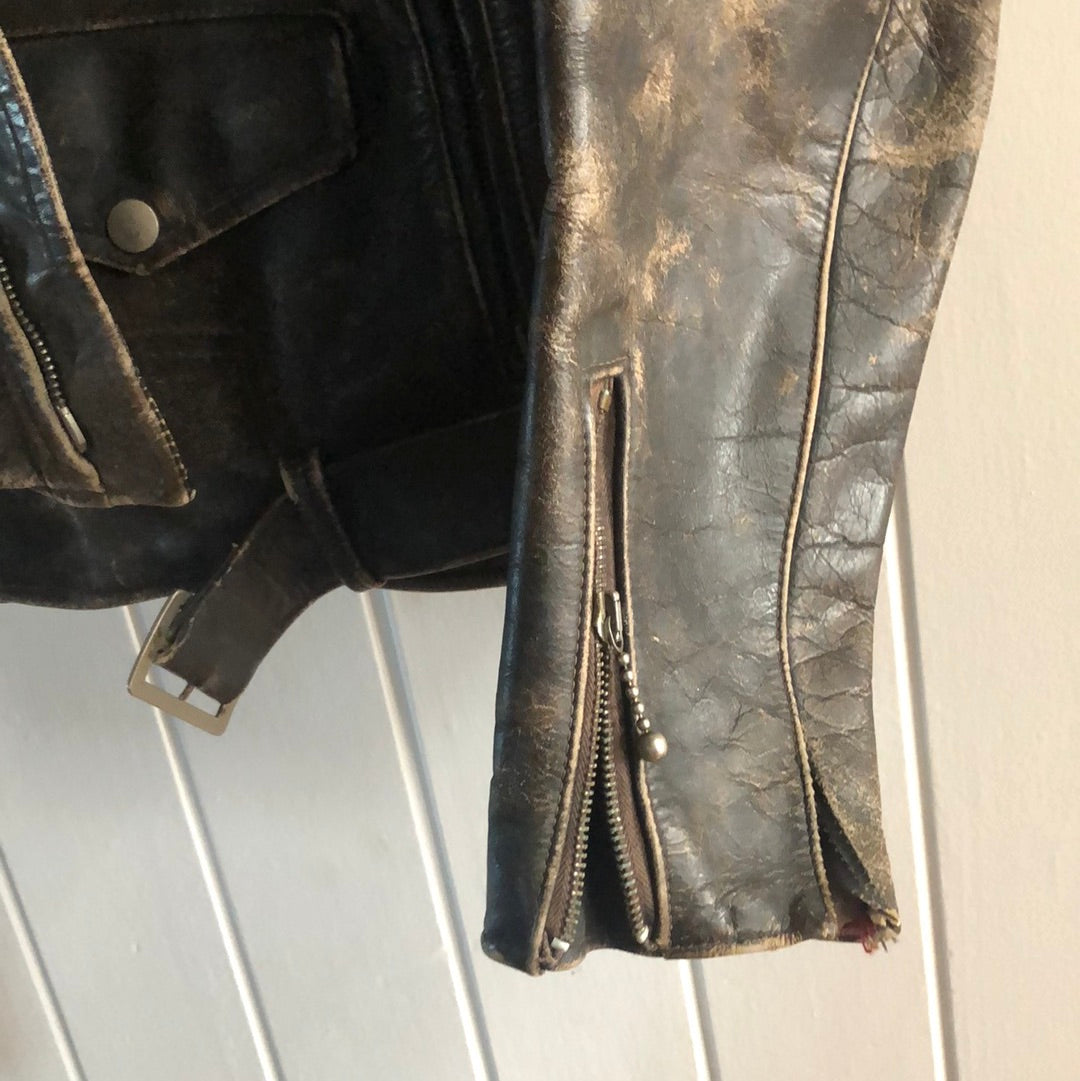 Men’s vintage leather bomber biker jacket 1960’s