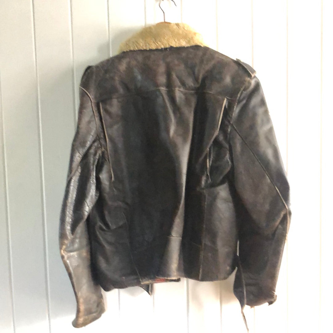 Men’s vintage leather bomber biker jacket 1960’s