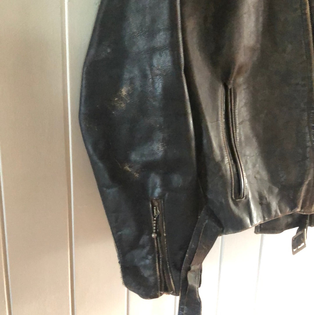 Men’s vintage leather bomber biker jacket 1960’s