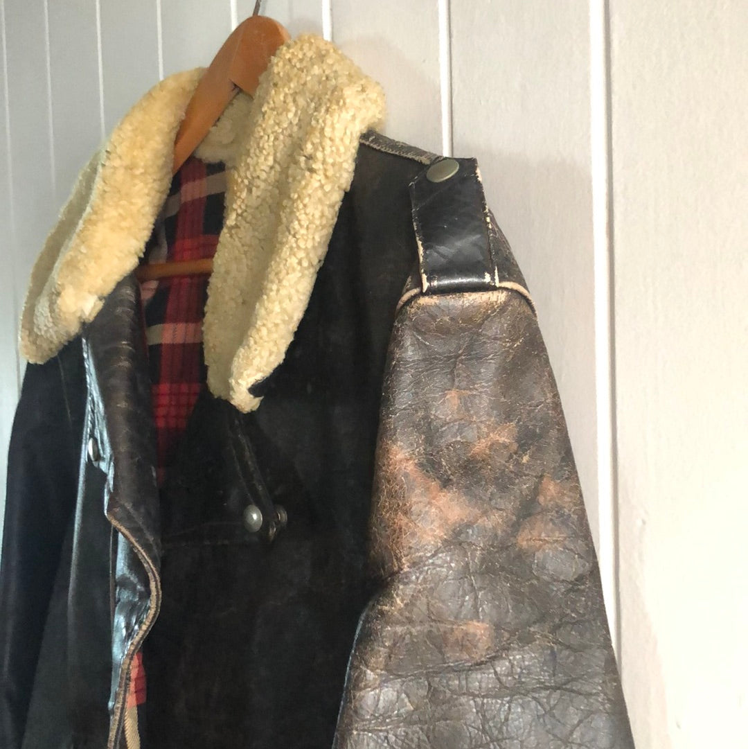 Men’s vintage leather bomber biker jacket 1960’s