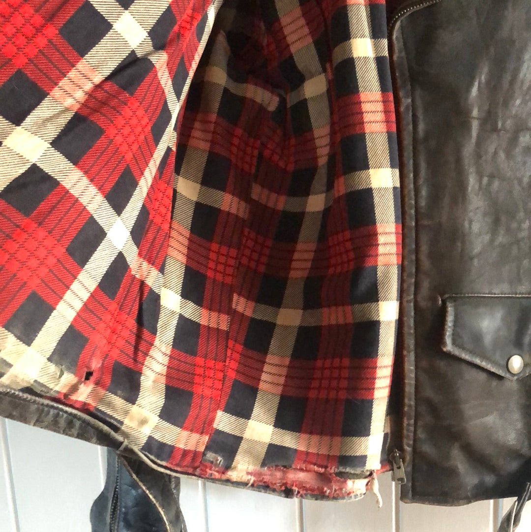 Men’s vintage leather bomber biker jacket 1960’s