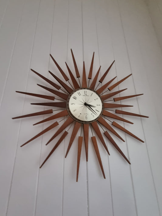 Seth Thomas 69cm Teak Starburst Clock