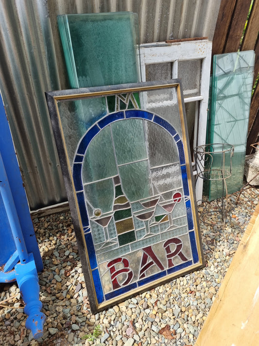 Leadlight bar sign 3x2 approx