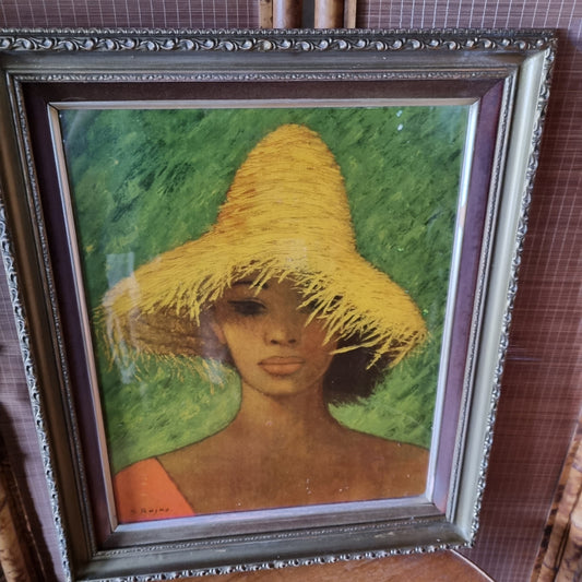 vintage s. rajko straw hat bamba print