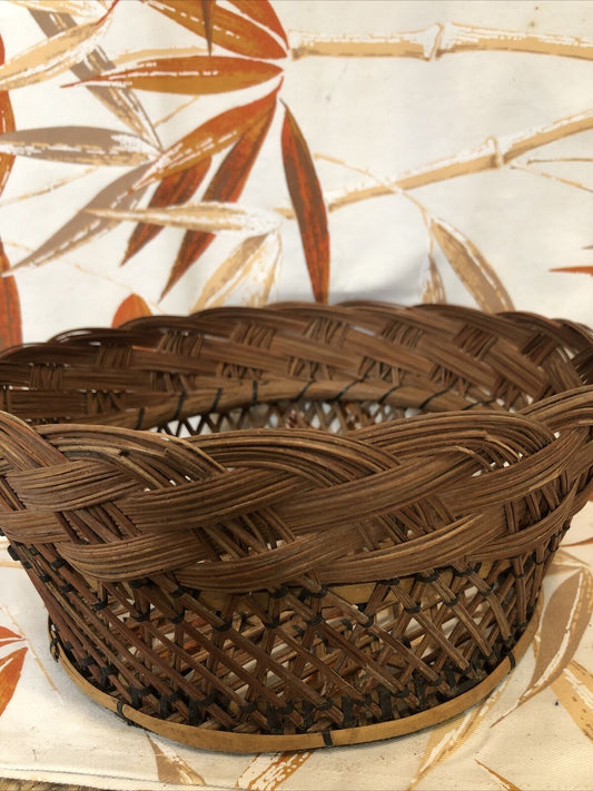 Vintage Fruit Basket Cane Weave