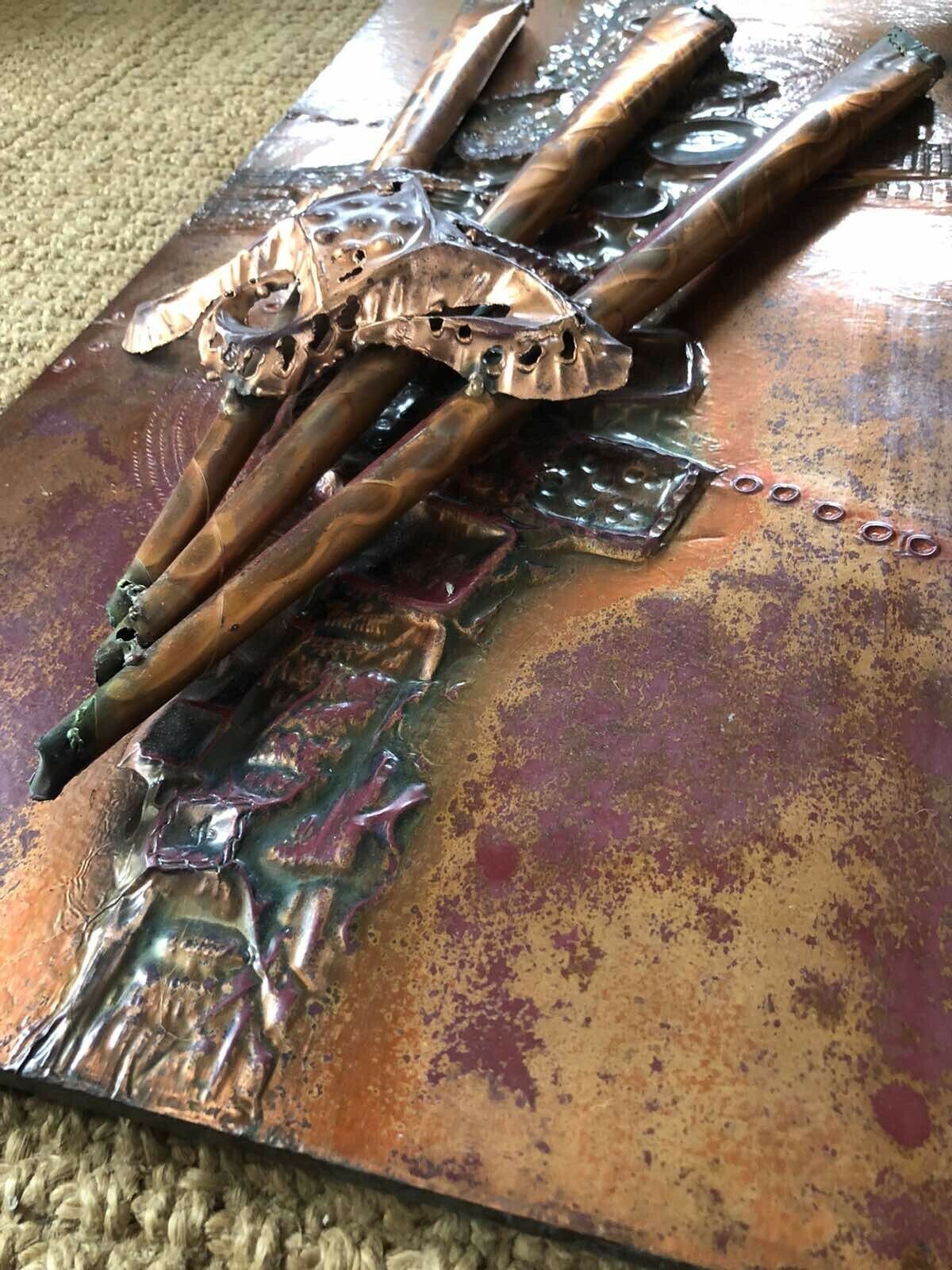 Mid Century Copper Art Piece Wall Hanging