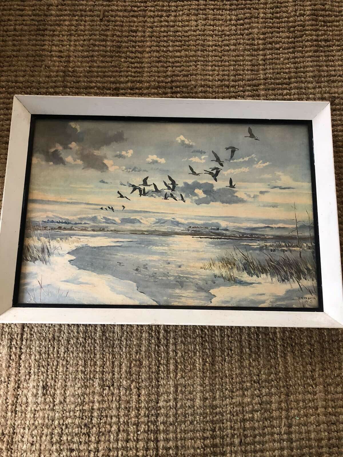 H Monahan Vintage Seascape Print Mid Century