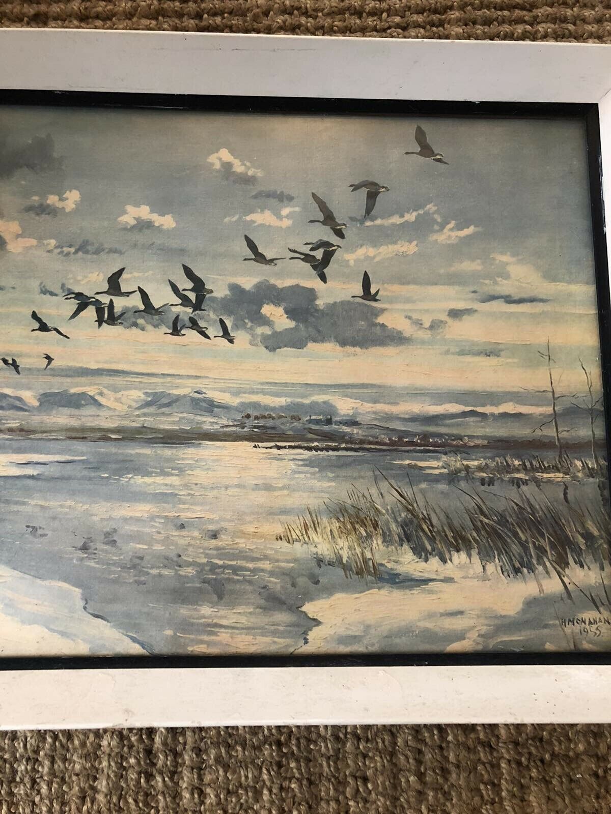 H Monahan Vintage Seascape Print Mid Century