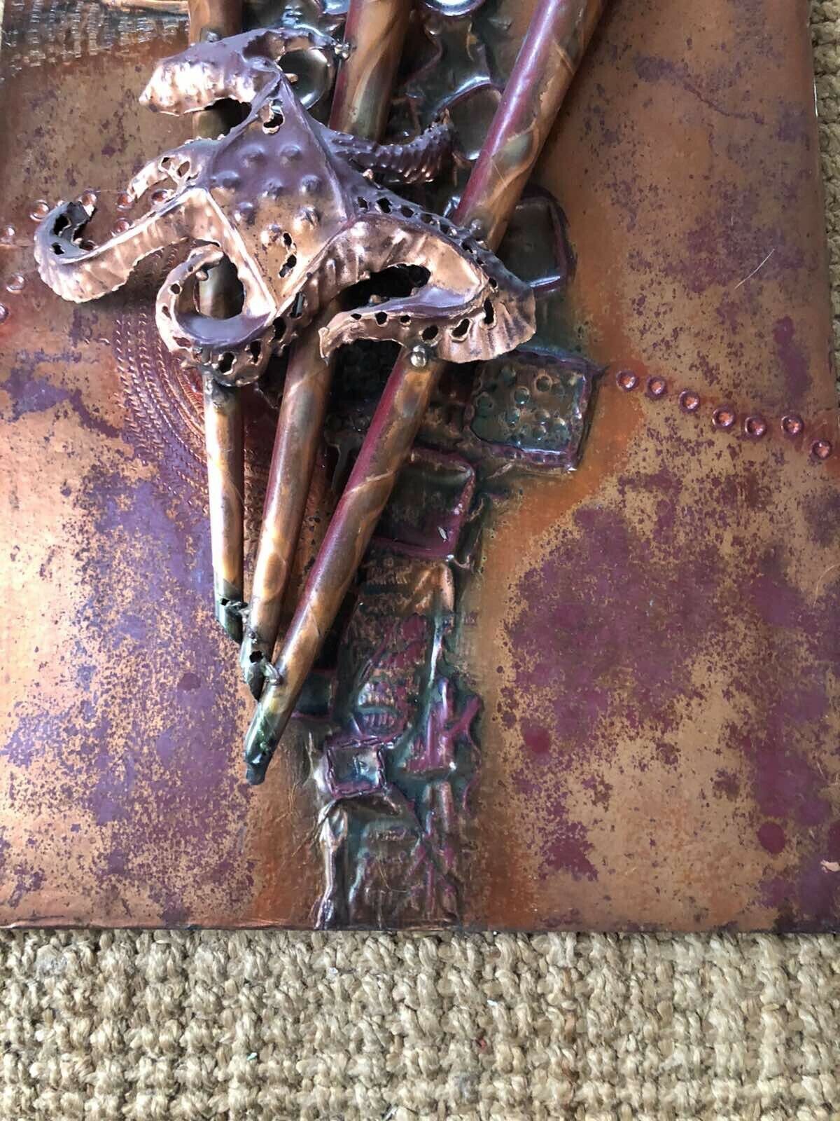 Mid Century Copper Art Piece Wall Hanging