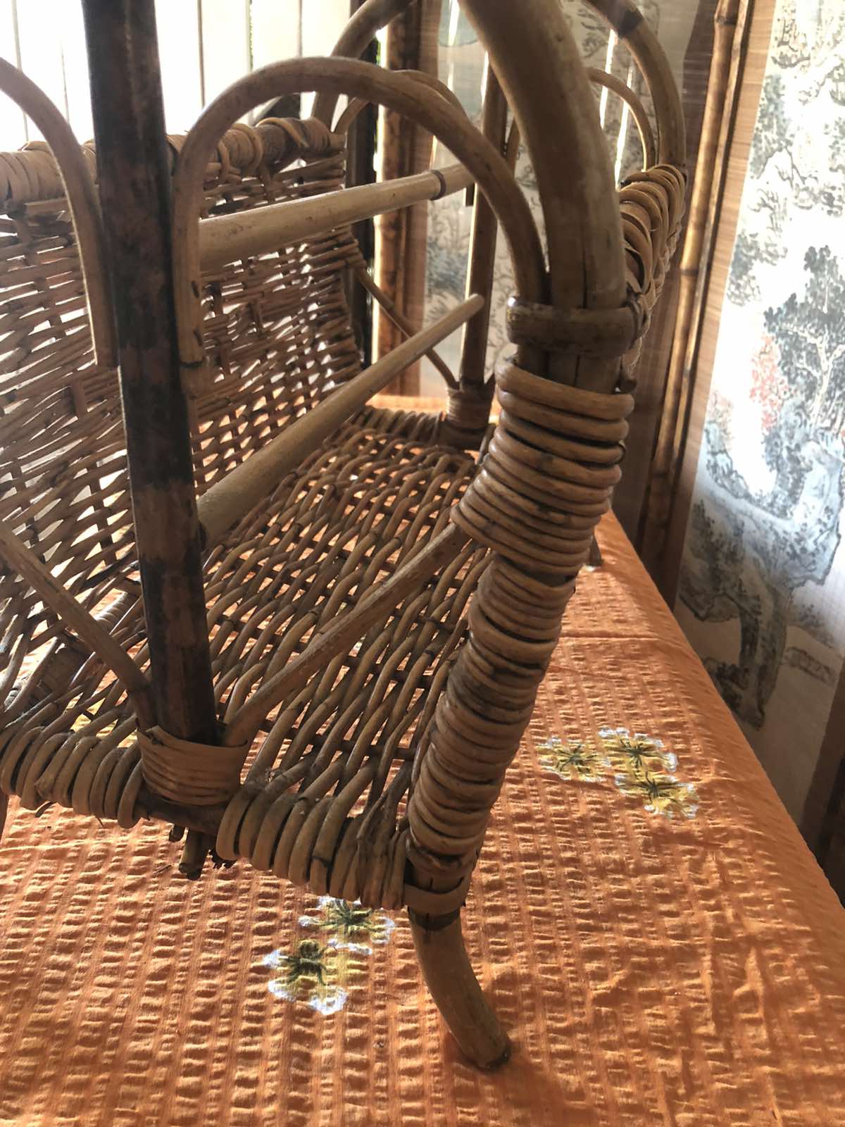 Vintage cane magazine rack
