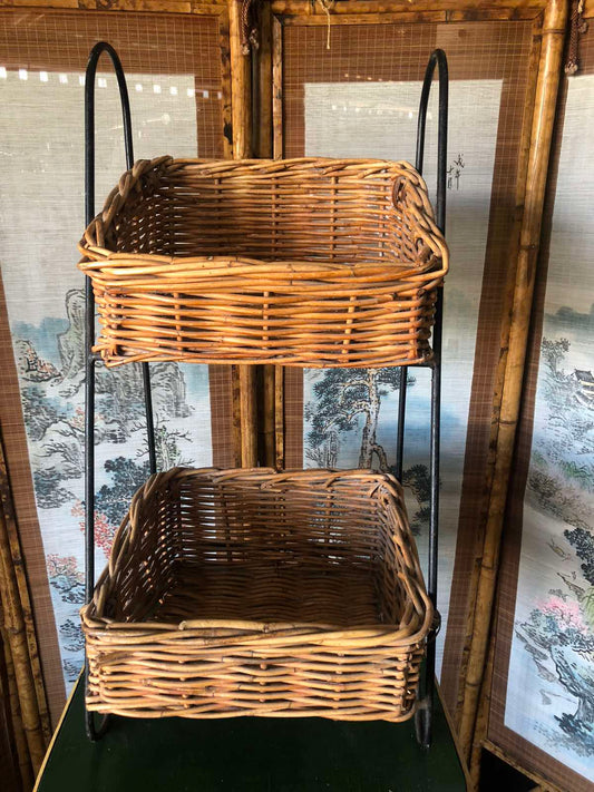 Vintage cane veg/display rack