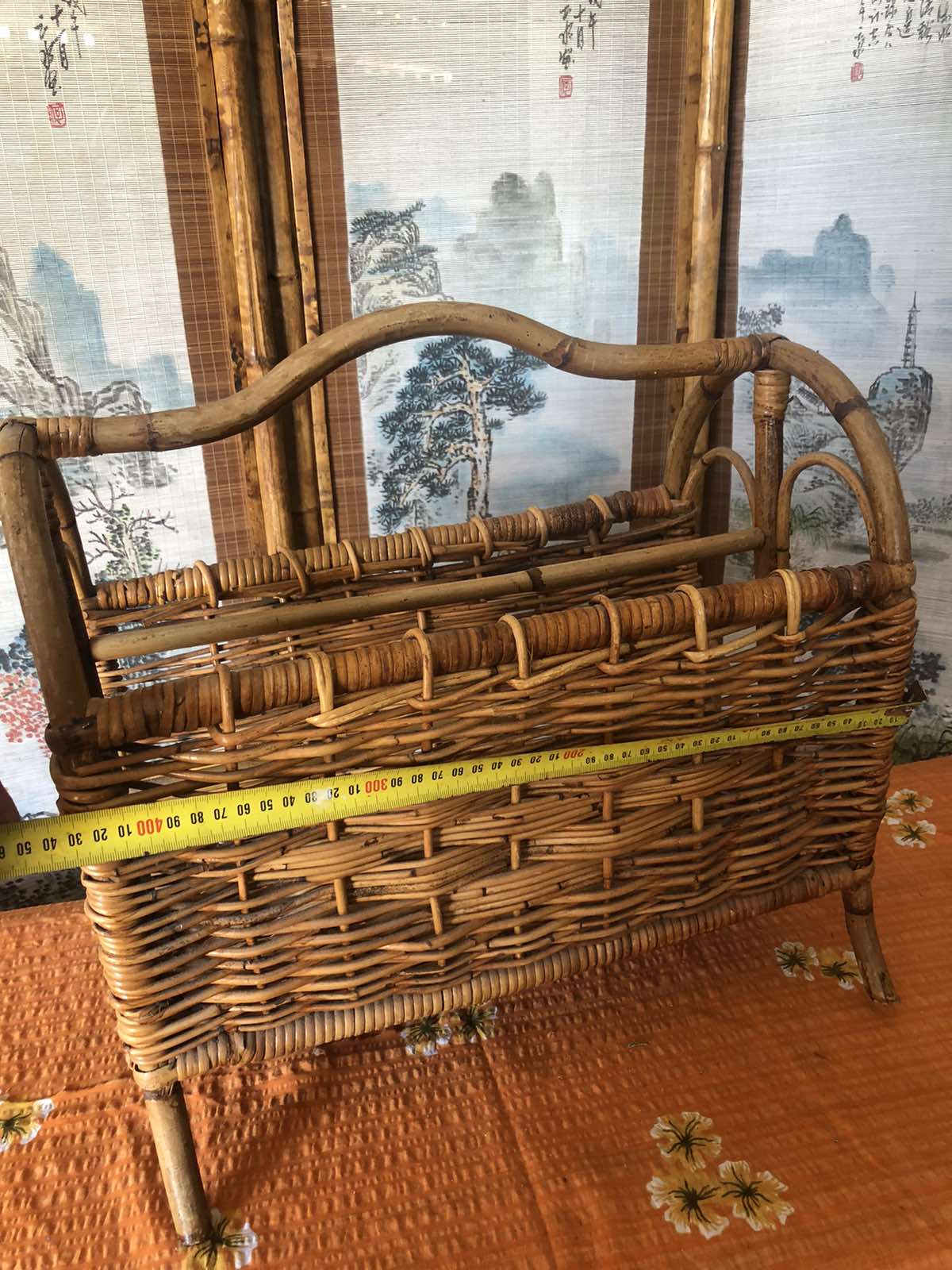 Vintage cane magazine rack
