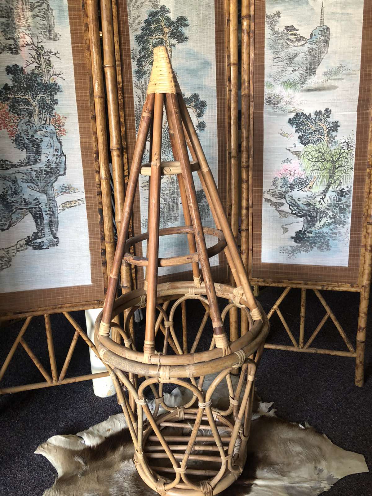 Vintage cane plant stand