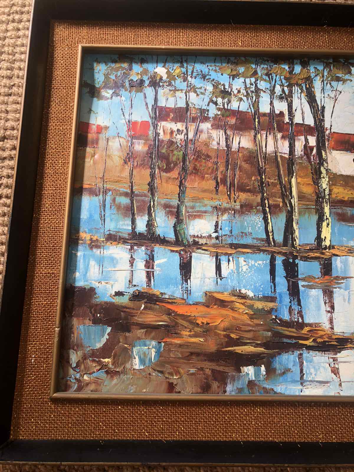 Vintage oil painting mid century wall decor
