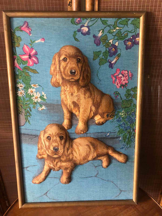 tea towl wall art puppys