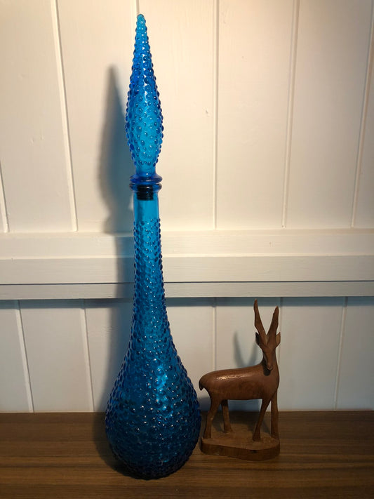 Blue hobnail genie bottle