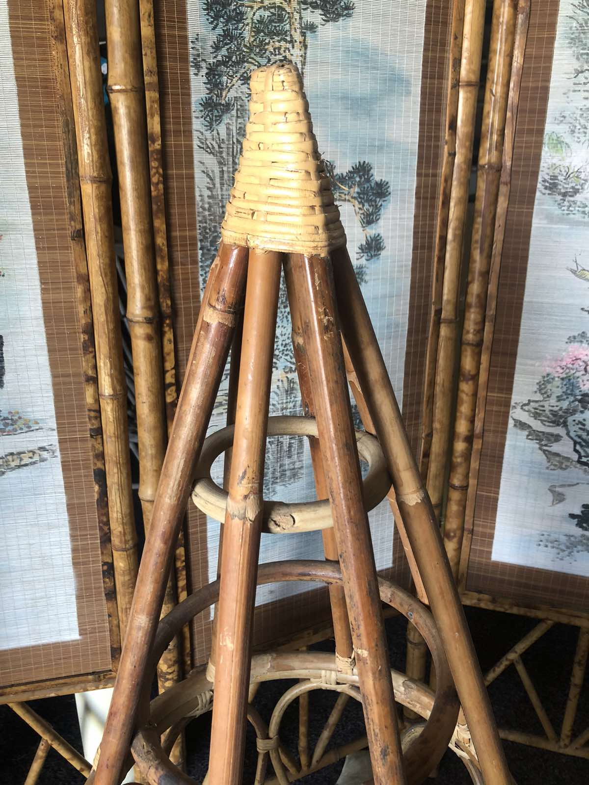 Vintage cane plant stand