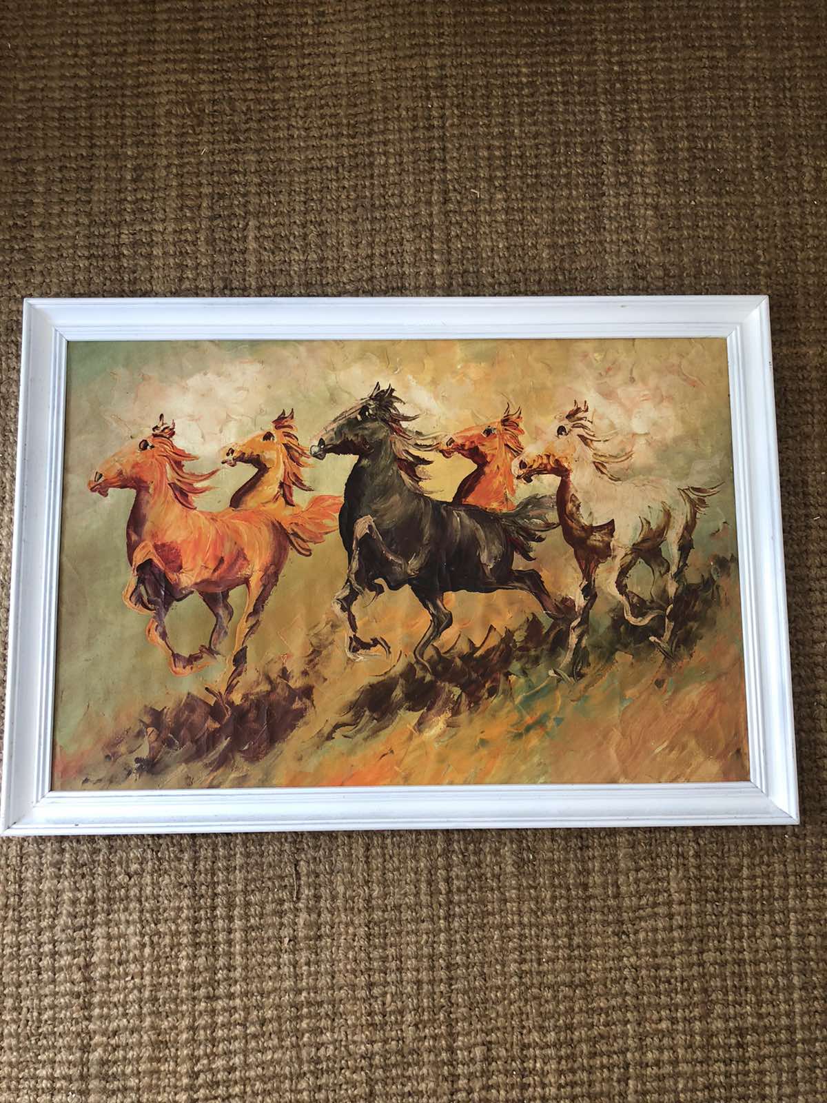 Horses oil painting vintage