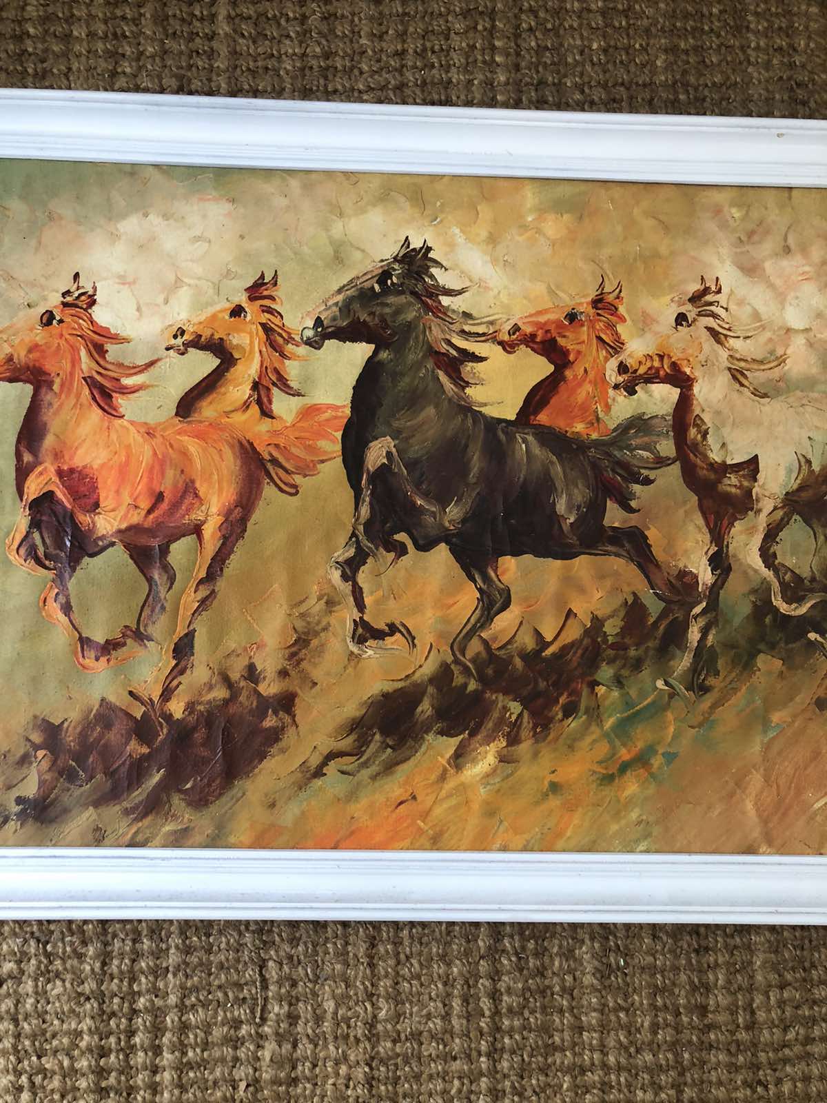 Horses oil painting vintage